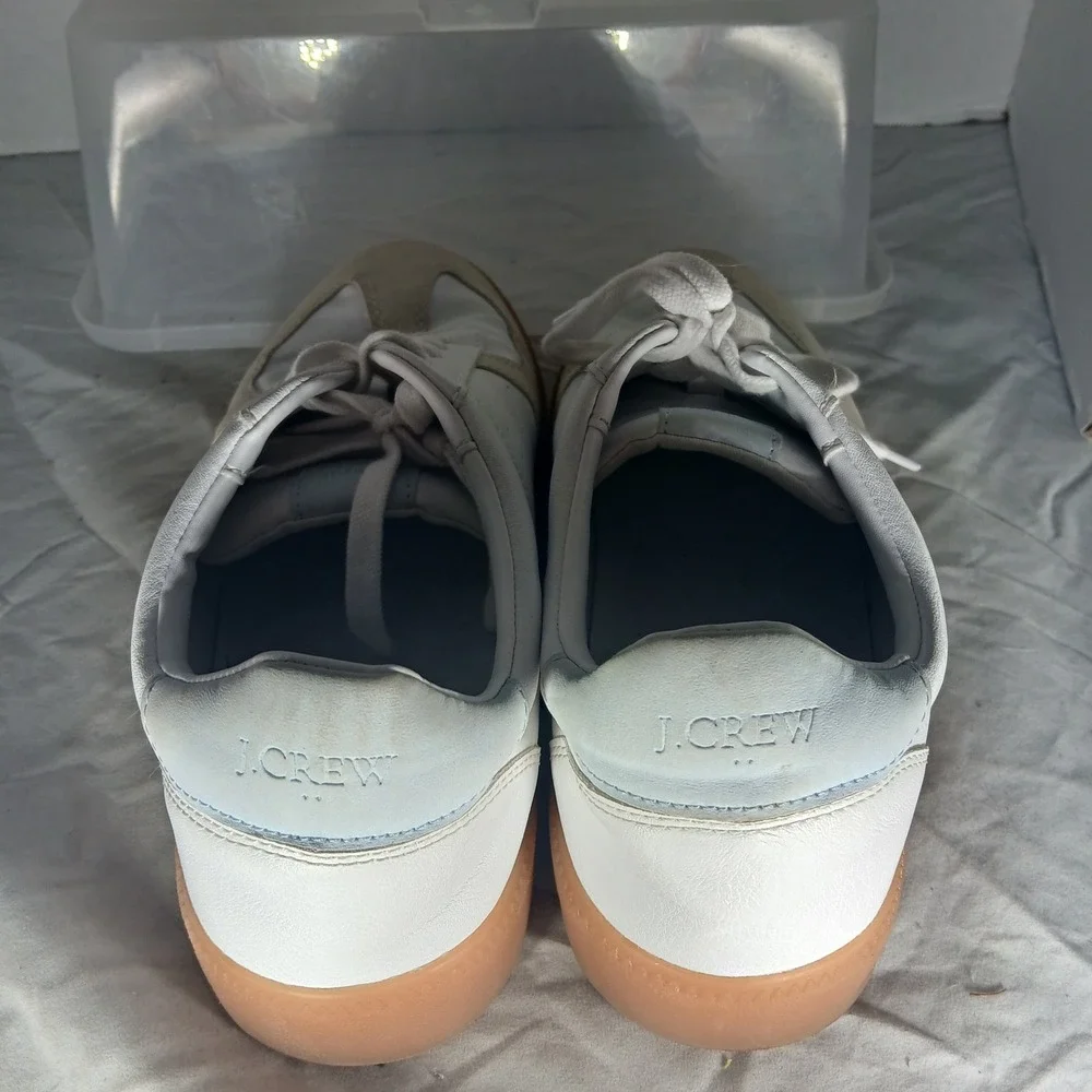 J. Crew White Beige Gum Sole Leather Sneakers‎ Shoes Size 11